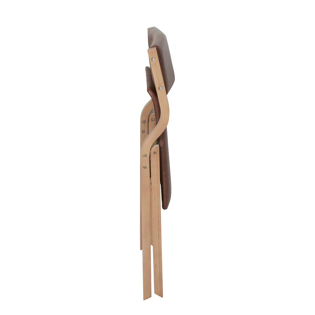 Stylish 4x Dining Chairs Foldable PU Tan  Adjustable Height