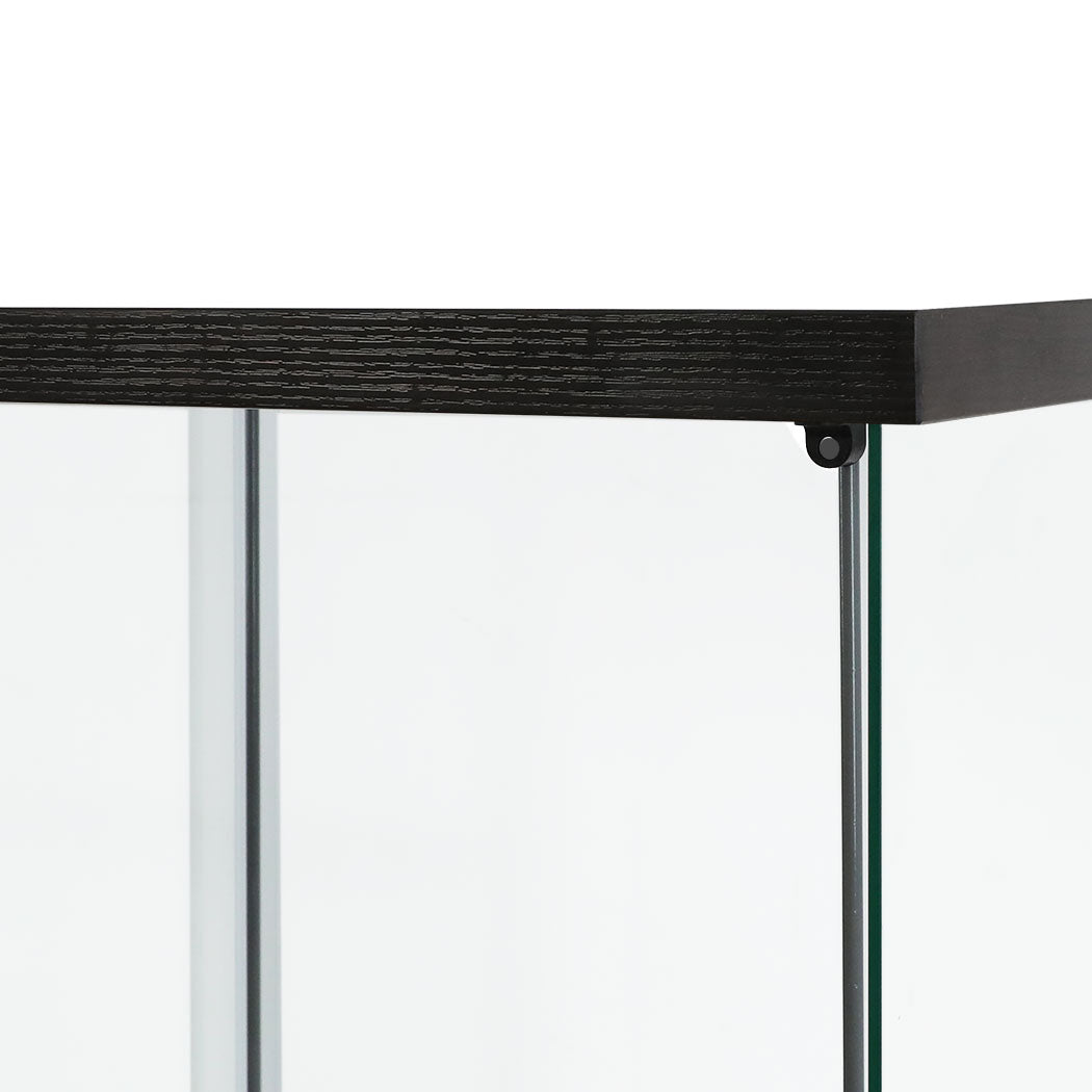 Contemporary Display Storage Cabinet Glass Black  High Back Support