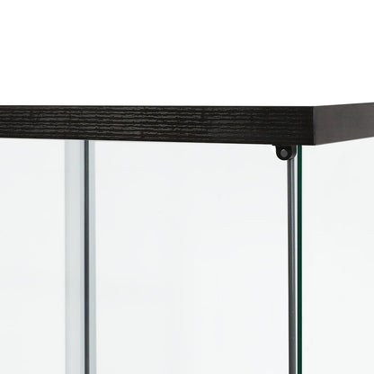 Contemporary Display Storage Cabinet Glass Black  High Back Support