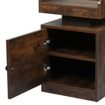 Minimalist Bedside Table USB Charger Outlet RGB Oak  Wood Finish