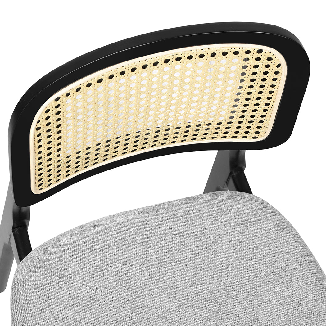 Modern Dining Chair Wood Rattan Armless Black x4  Premium Quality