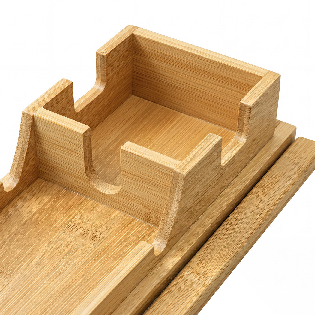 Levede Bamboo Sofa Arm Tray Cup Holder Detachable Couch Side Table Non-Slip