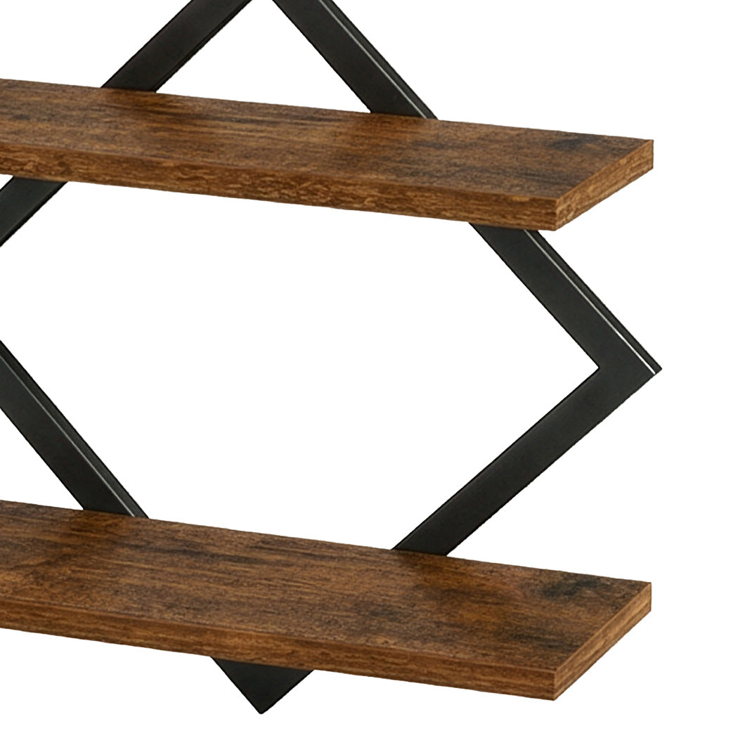 Levede Wall Shelf Floating 2 Tier Storage Decorative Bookshelf 2 Pcs Living Room