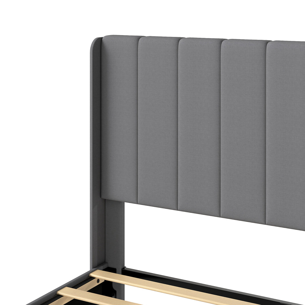 Queen Bed Frame Grey Upholstered 203.7x153x103cm