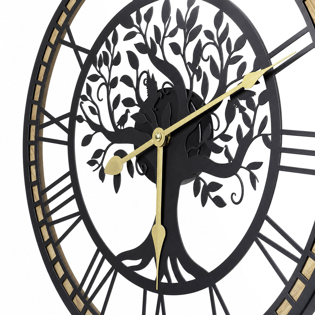 Vintage Tree Wall Clock Black 40x40x2.1cm