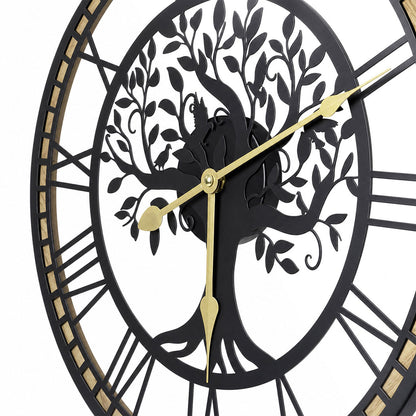 Vintage Tree Wall Clock Black 40x40x2.1cm