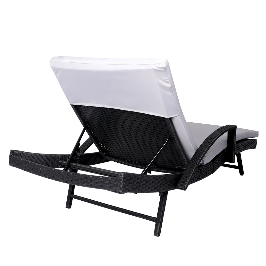 Sun Lounger Wicker Lounge Outdoor Grey