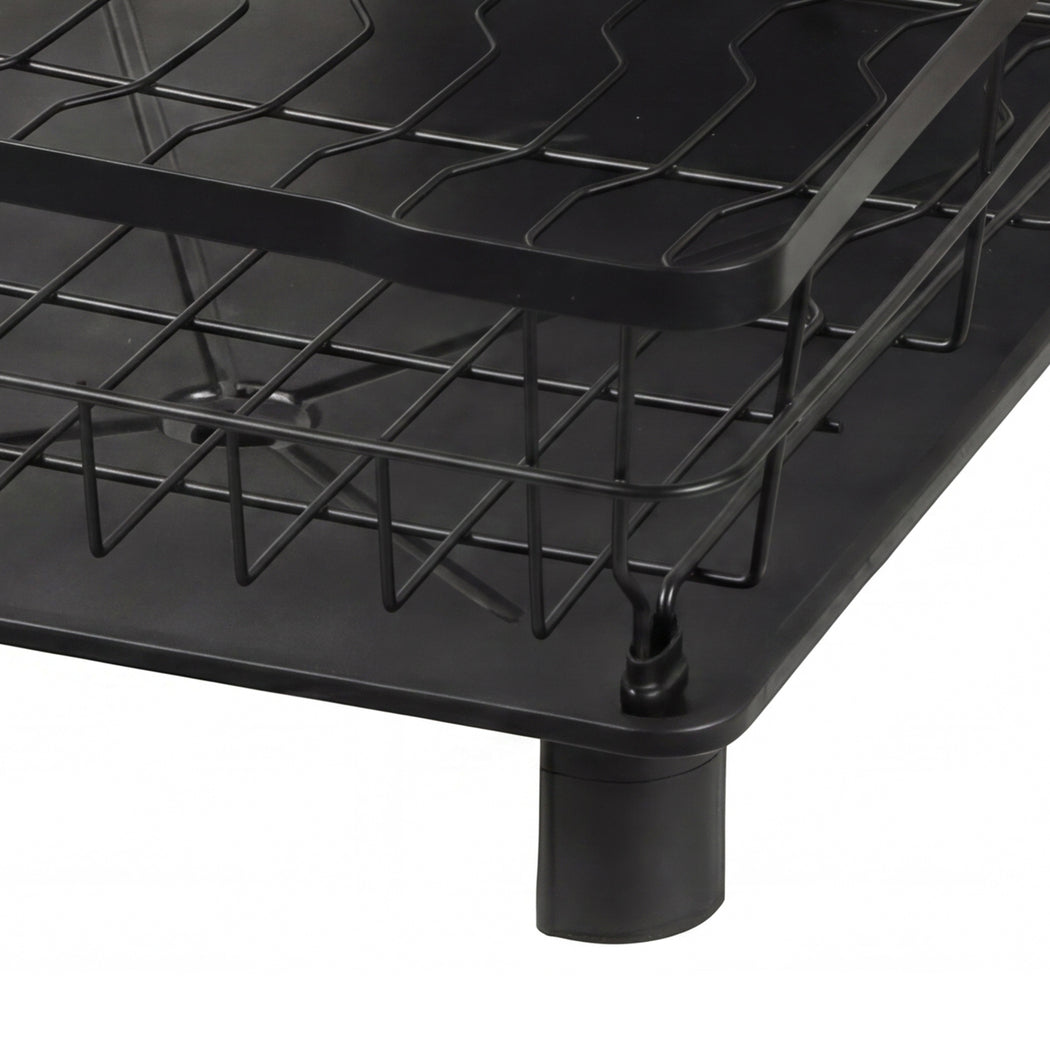 2 Tier Dish Drying Rack Black 360° Drain | HomeAndLiving - 5