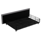 Modern King Bed Frame Fabric Storage Drawer LED USB  Soft Cushion