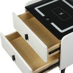 Elegant Bedside Table LED Lights Drawers Storage  Foldable Function
