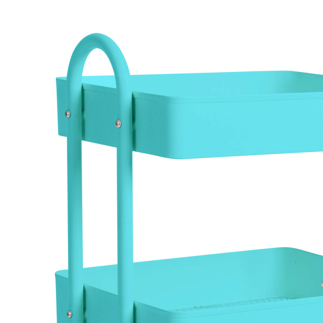 3 Tiers Kitchen Trolley Cart Turquoise