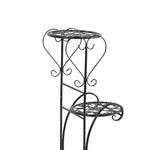 2x Flower Shape Metal Plant Stand Black
