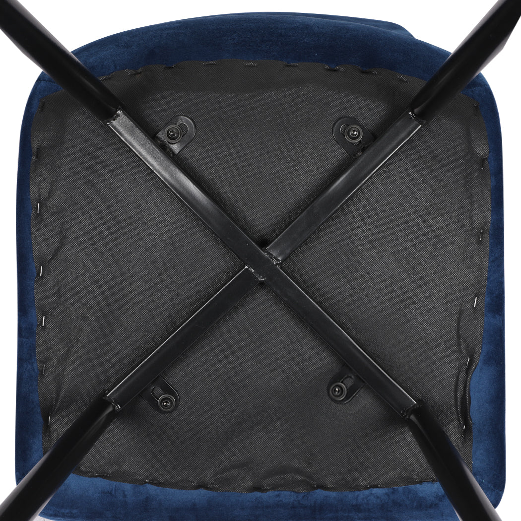 Stylish 4x Dining Chairs Kitchen Velvet Blue  Sleek Modern Look