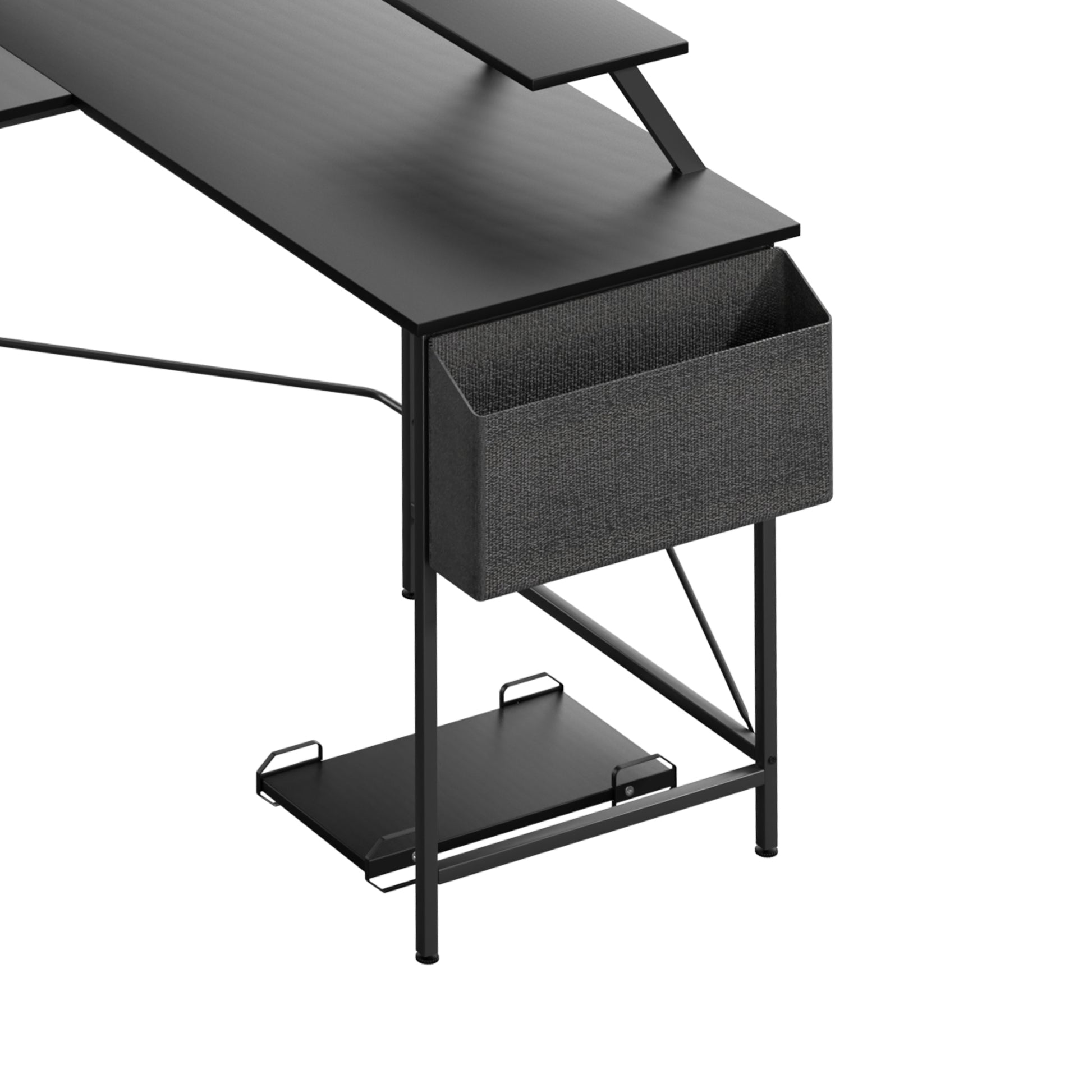 Compact Computer Desk Corner Desk Black  Adjustable Height Classic