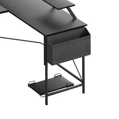 Compact Computer Desk Corner Desk Black  Adjustable Height Classic