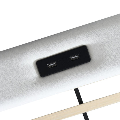 White bed frame 201x95x112cm, in room setting