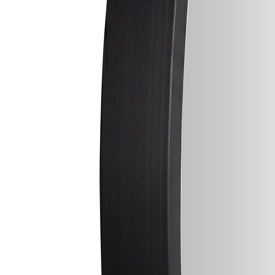 60cm Round Wall Mirror Black Frame Bathroom | HomeAndLiving