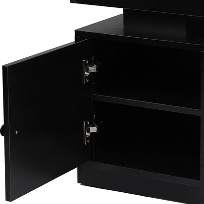Black bedside table 34x33x33cm, in room setting