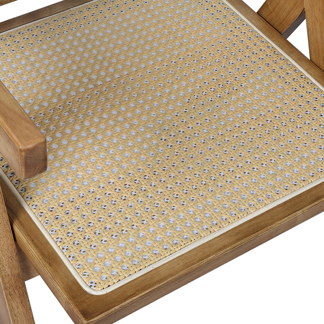 Contemporary 2x Dining Chair Solid Wood Rattan Natural  Adjustable
