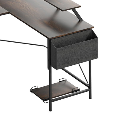 Contemporary Computer Desk Corner Desk Brown  Scandi Inspired Design