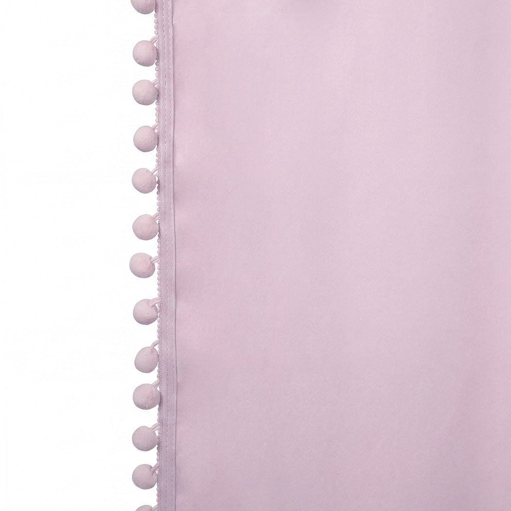 Marlow Blackout Curtains Pink 2 Panels Thermal Insulated Pom Pom 132cm x 160cm