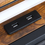 Cozy Queen Metal Bed Frame LED Lights 2 Drawers  Adjustable Height