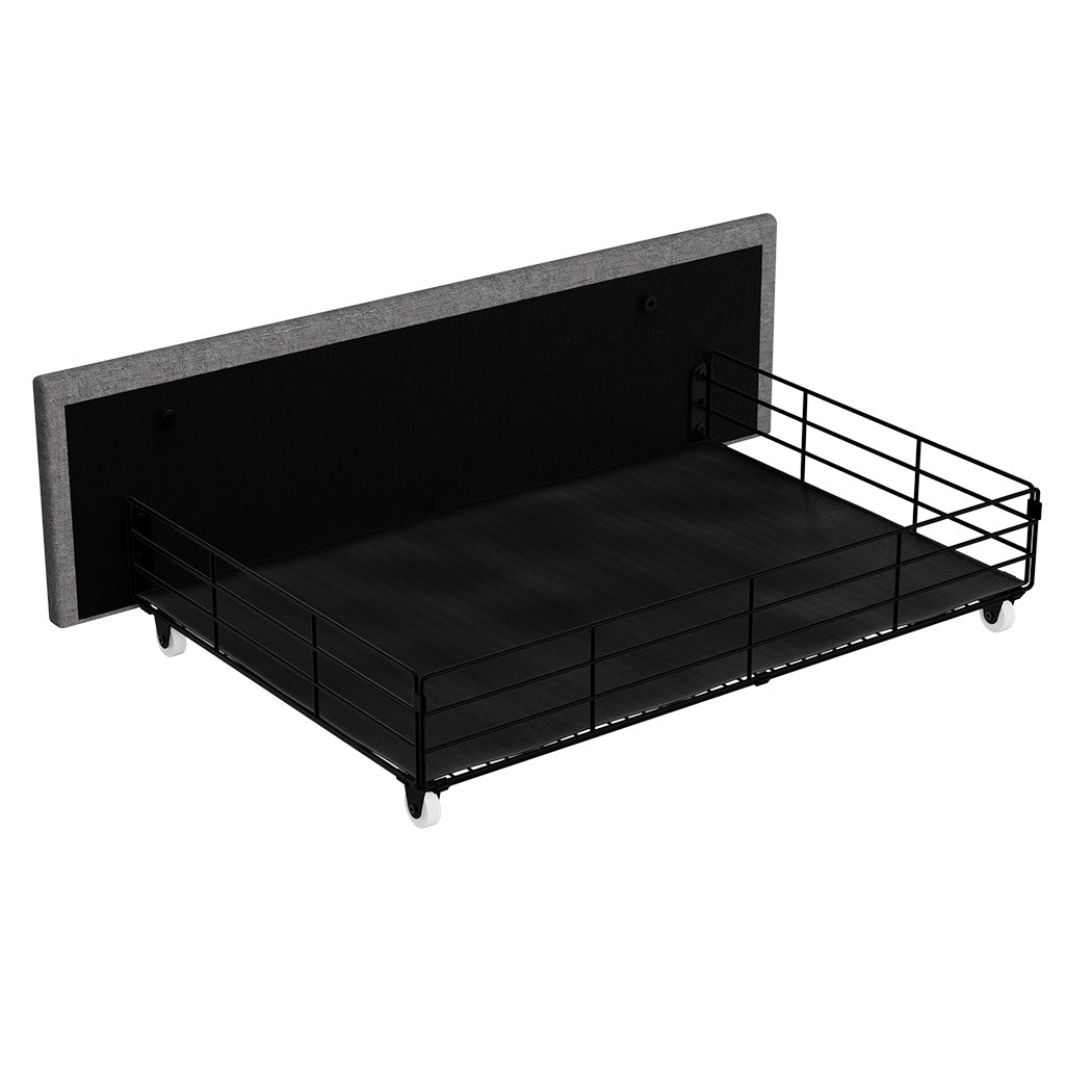 Luxury Single Bed Frame Fabric Storage Drawer LED USB  Sleek Modern