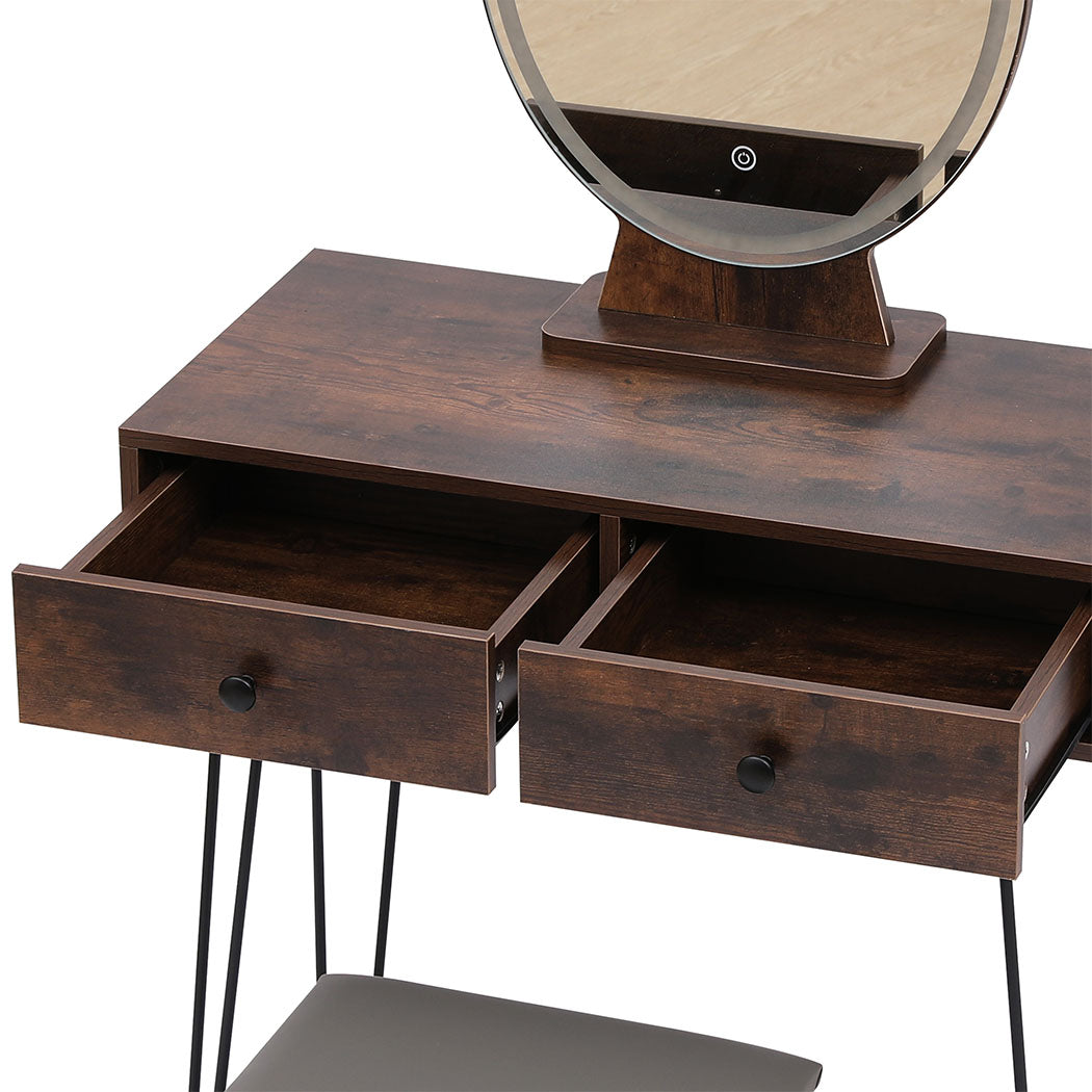 Premium Dressing Table LED Light Strip Brown  Durable Frame