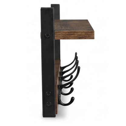 Wall Mounted Coat Rack Shelf Double Hooks | HomeAndLiving - 5