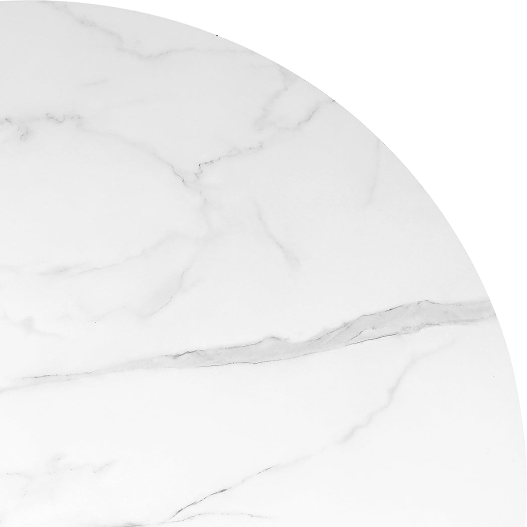 Modern Dining Table Round Rubberwood Base 100cm White 100 CM  Soft