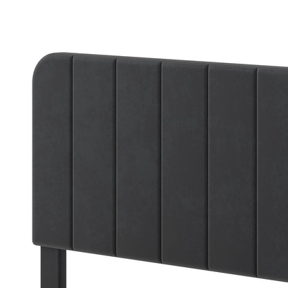 Double Bed Frame Upholstered Grey 190x139.5x113cm
