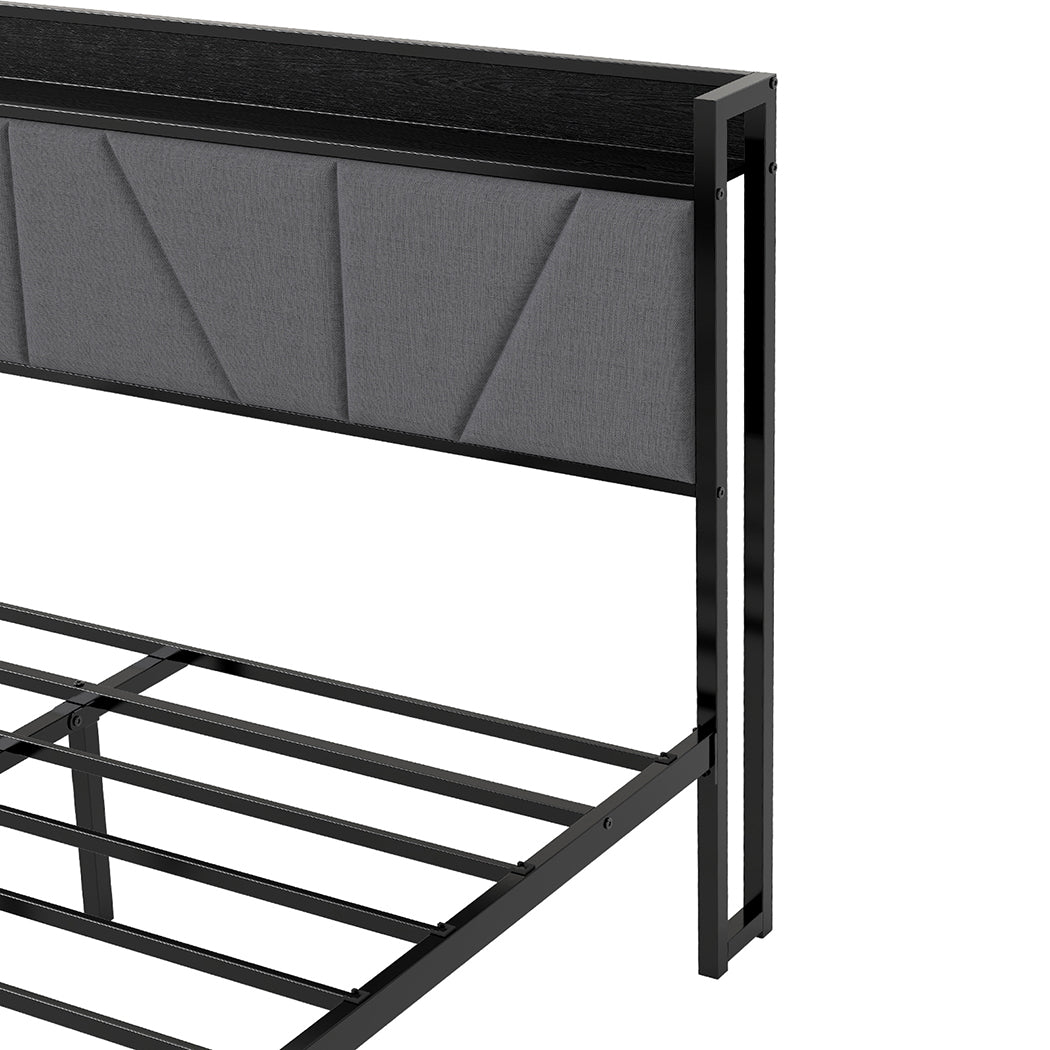Queen Bed Frame Grey Steel Base 204x153cm