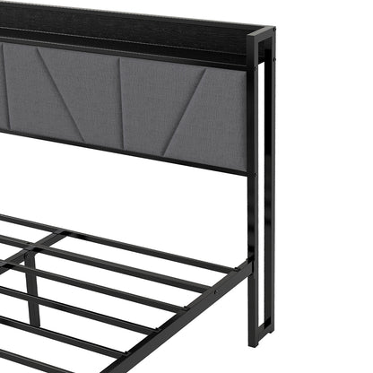 Queen Bed Frame Grey Steel Base 204x153cm