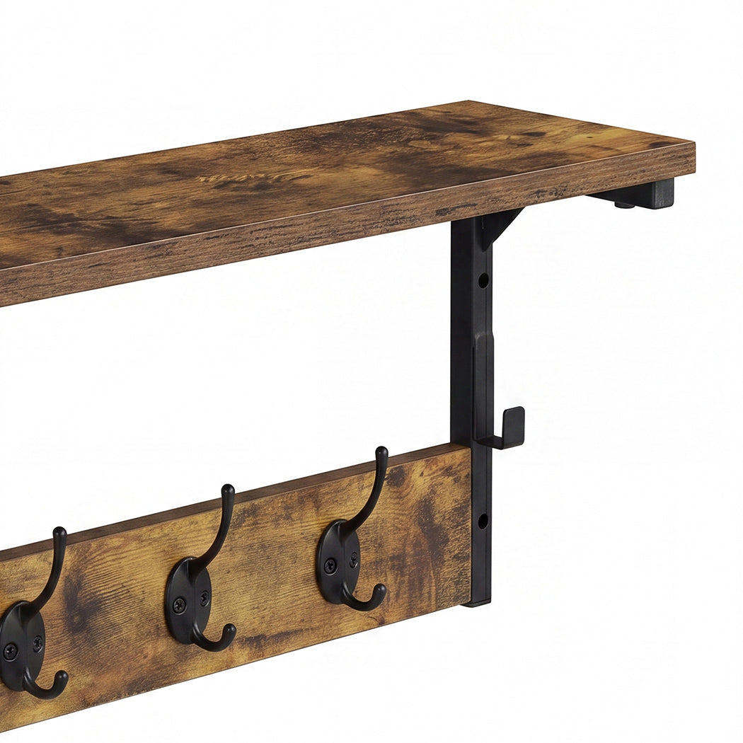 Wall Mounted Coat Rack Shelf 7 Hooks | HomeAndLiving - 5