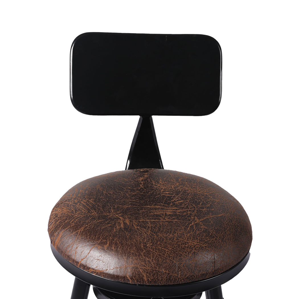Premium 2x Bar Stool Kitchen Wooden PU  Adjustable Height Classic