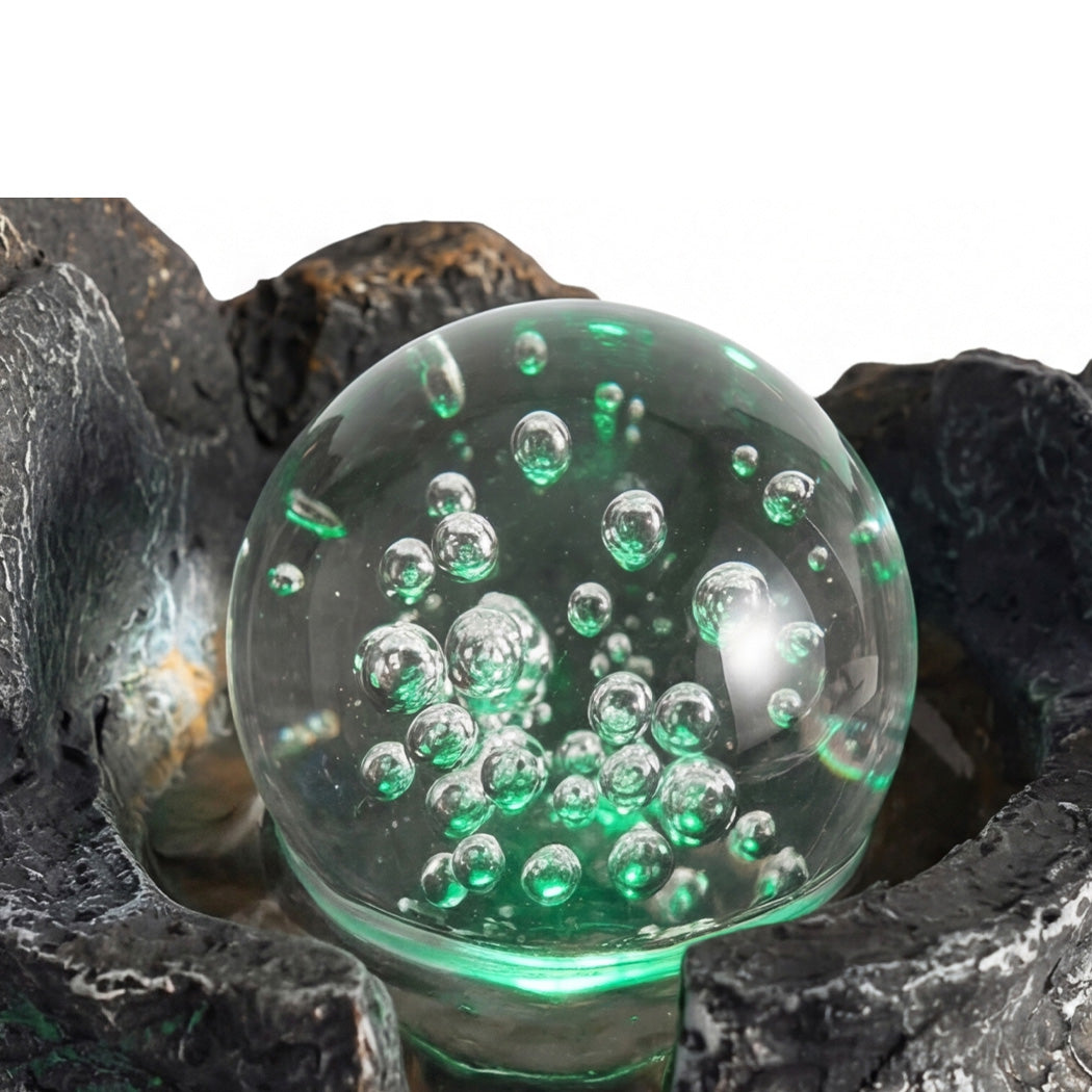 Spector Tabletop Water Fountain Resin LED Light 3 Flow Levels Waterfall Office