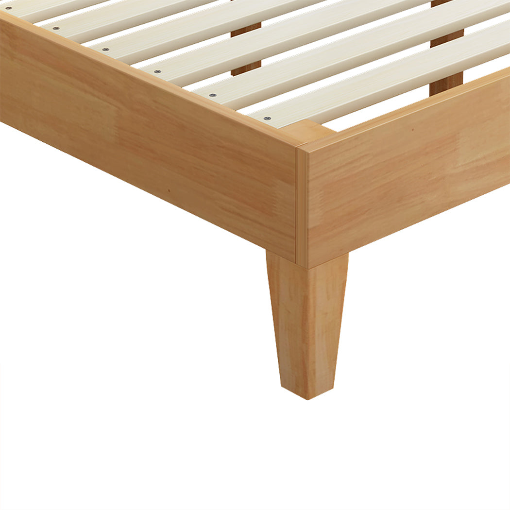 Stylish Queen Rubberwood Bed Frame  Wood Finish Classic Durable