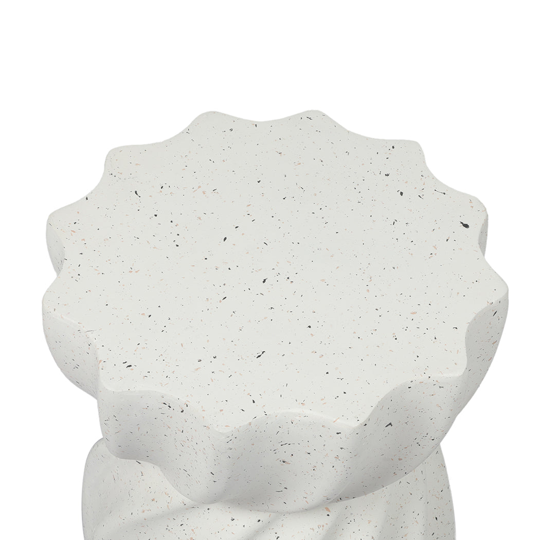 Ergonomic Side Table End Terrazzo Hourglass  Wood Finish Classic