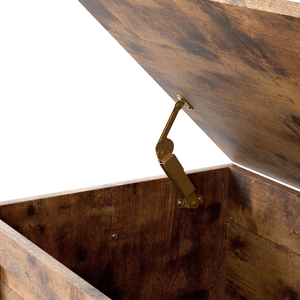 Rustic Storage Bench Wooden Cabinet 100x40x41cm