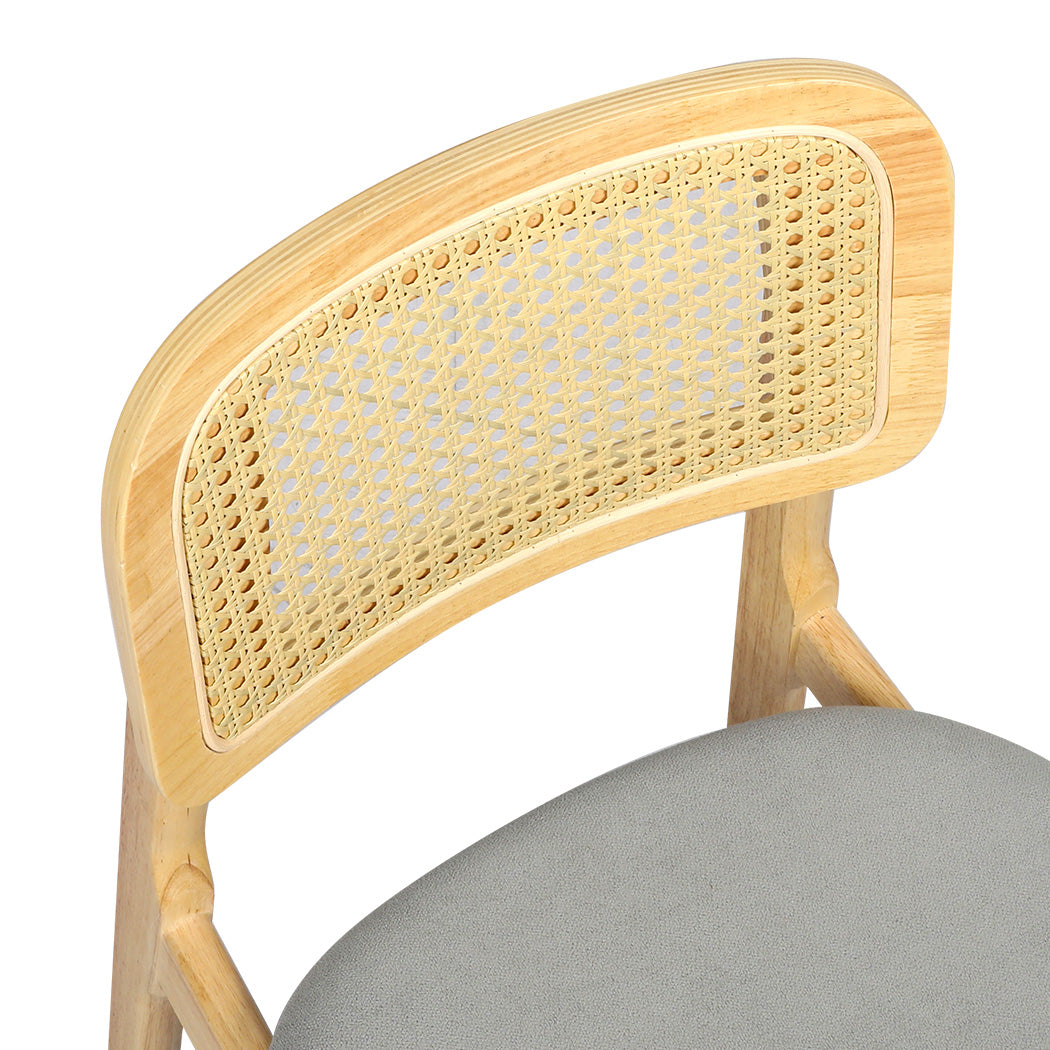 Functional Dining Chair Wood Rattan Armless Natural x6  Premium