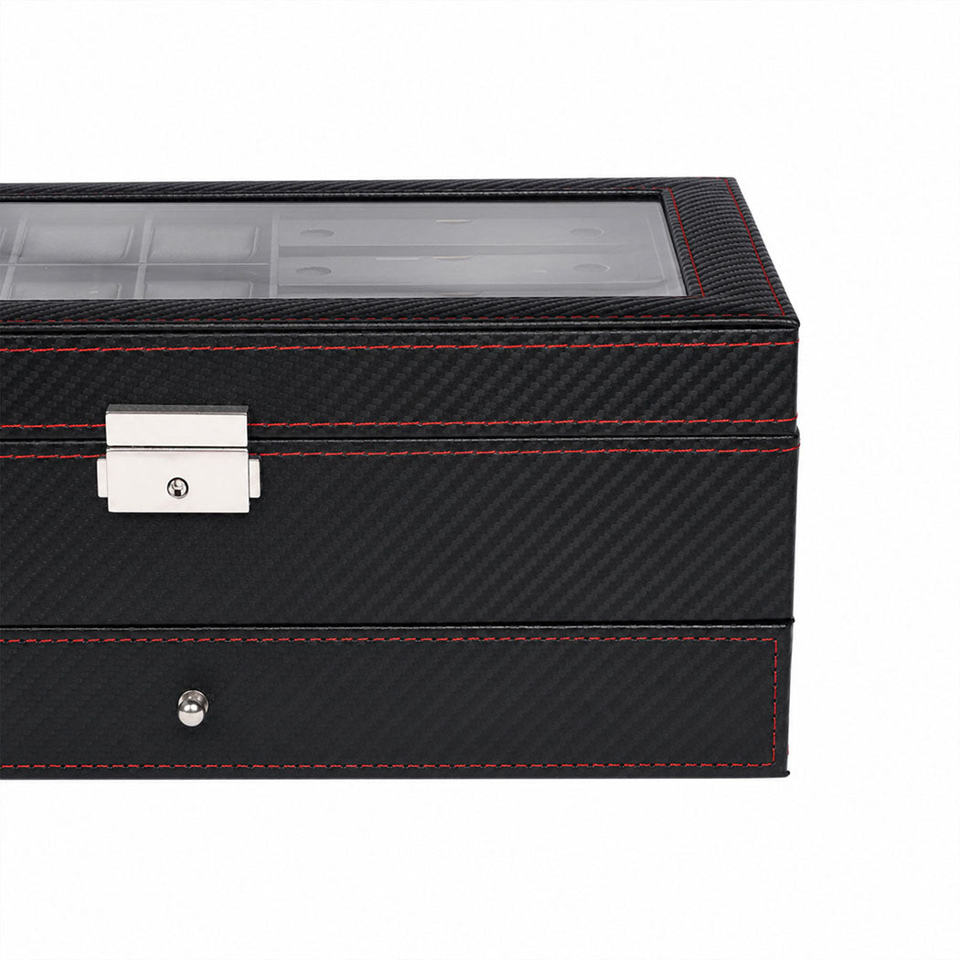 Watch Box 6 Slot Leather Case 33x20x13cm