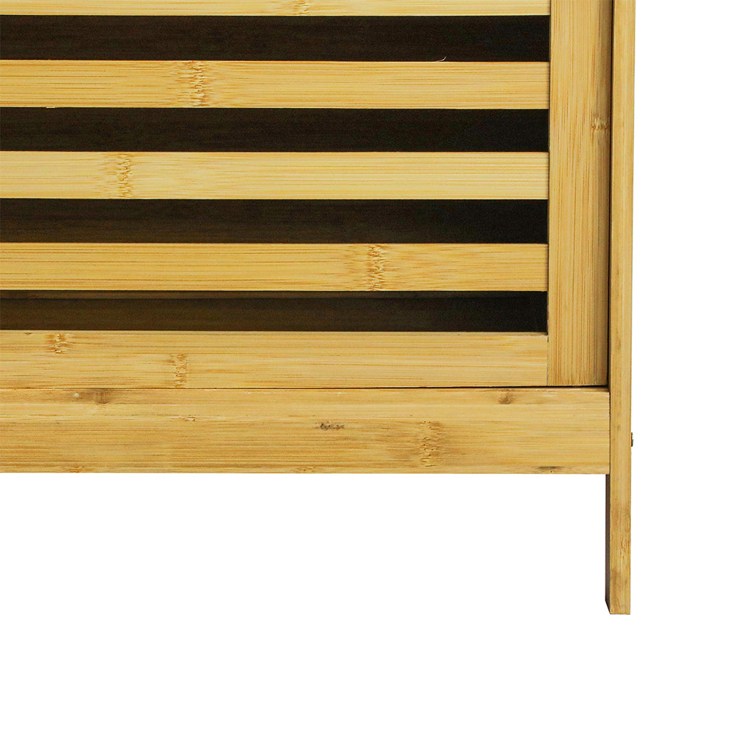Functional Bamboo Storage Cabinet Freestanding Natural  Space-Saving