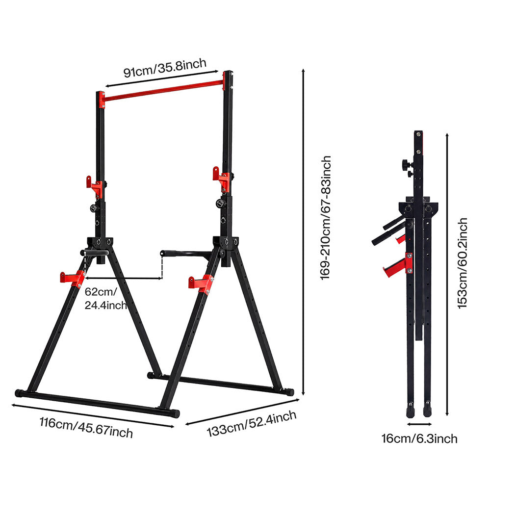Centra Foldable Power Tower Pull Up Dip Station Adjustable Height Home Gym 220kg