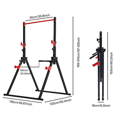 Centra Foldable Power Tower Pull Up Dip Station Adjustable Height Home Gym 220kg