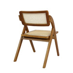 Compact 8X Foldable Rattan Dining Chairs  Wood Finish Classic