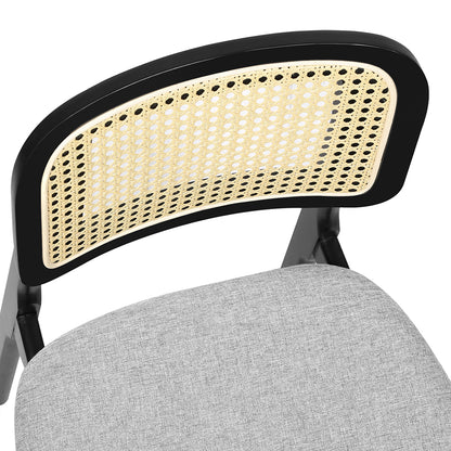 Functional Dining Chair Wood Rattan Armless Black x6  Easy Assembly