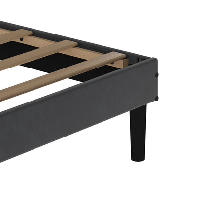 Double Bed Frame Upholstered Grey 190x139.5x113cm