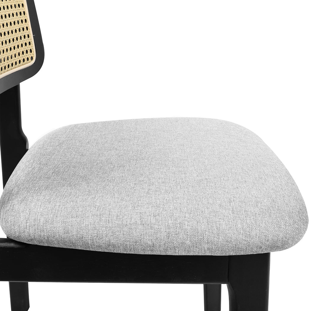 Contemporary Dining Chair Wood Rattan Armless Black x8  Space-Saving