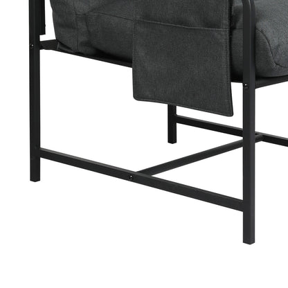 Functional Metal Framed Lounge Chair Linen in Dark Grey  Scandi