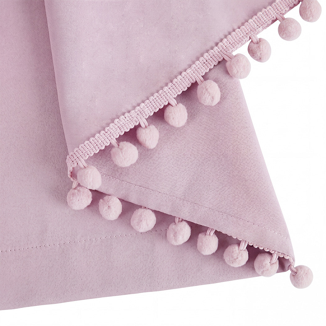 Marlow Blackout Curtains Pink 2 Panels Thermal Insulated Pom Pom 132cm x 160cm